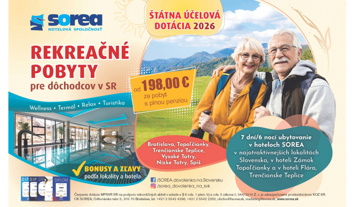 Zahájenie predaja rekreačných pobytov pre dôchodcov SR so statnou účelovou dotáciou